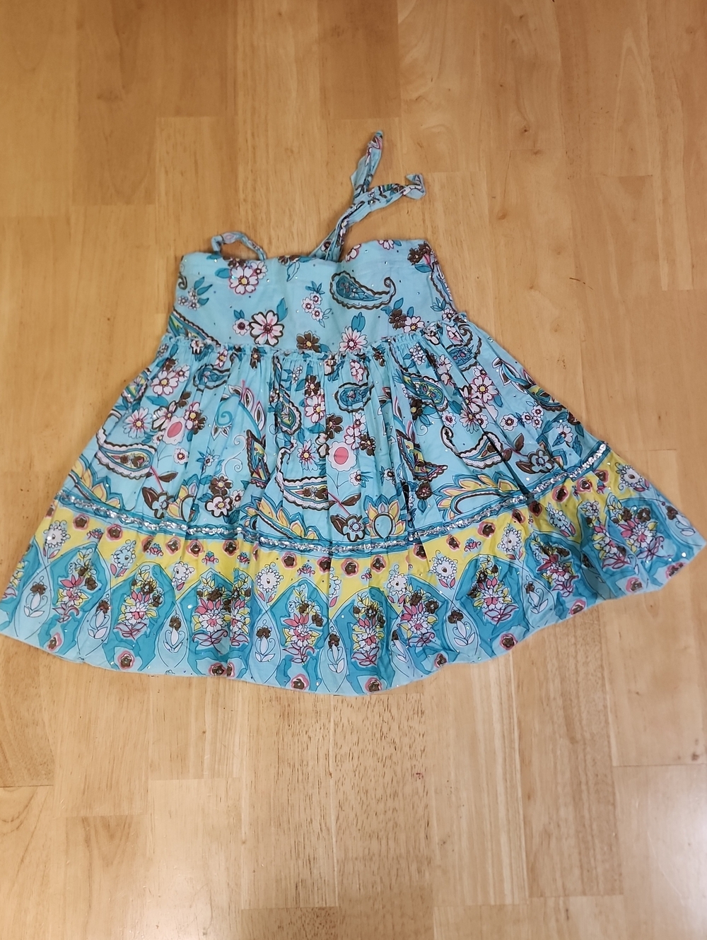 Pumpkin Patch Girls Boho Floral Tiered Skirt Rhinestones Sz 6 HTF Summer 18 EUC - Picture 2 of 13